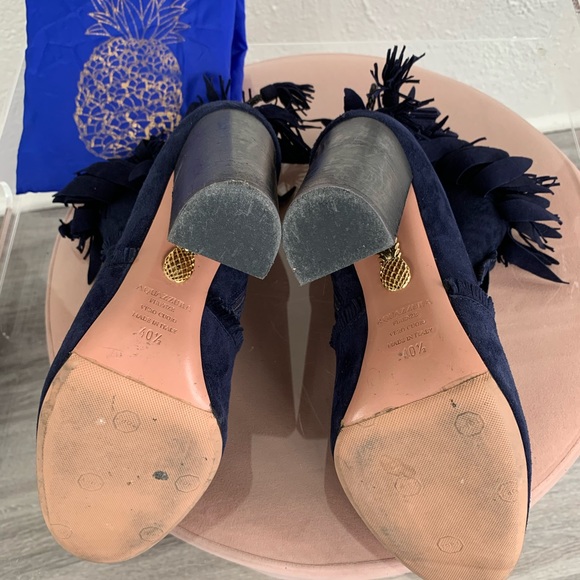 Aquazzura blue fringe booties - Picture 2 of 4